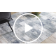 DISTIN 0143A marineblå / blå / hvitt moderne teppe - Geometrisk, vintage, frynser